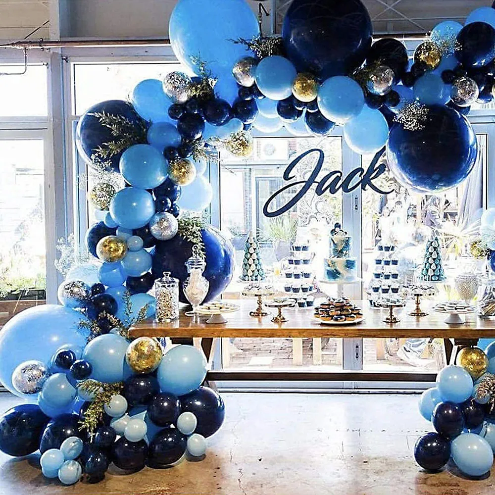 

106 pieces navy blue balloon garland golden silver confetti balloon arch birthday wedding christmas party decoration
