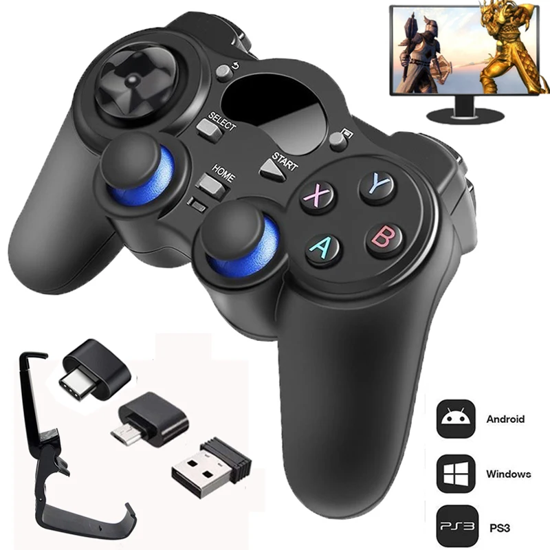 2 4g denetleyici gamepad android kablosuz oyun kolu joypad ile otg donusturucu ps3 akilli telefon icin tablet pc icin akilli tv kutusu gamepad android wireless joystick joystickswireless joypad for pc aliexpress