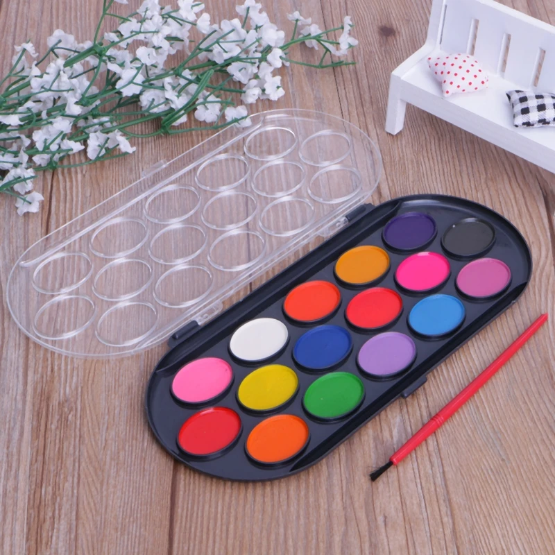 16Pcs Watercolor Palette Brush Set Painting Tray Craft Drawing Art Mini Kid Gift 62KA | Канцтовары для офиса и дома