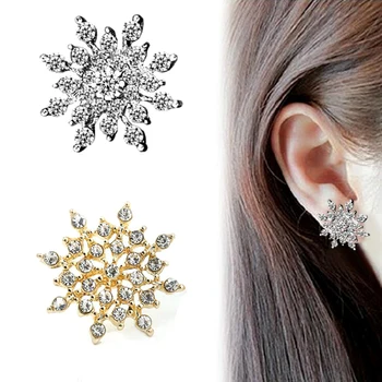 New Fashion Crystal Earring New Earring Cute Snowflake Earrings For Women Flower Luxury Earrings Jewelry Christmas Gift