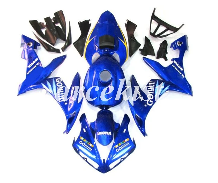 Литьевая Форма ABS полный бак крышка обтекатели комплект подходит для YAMAHA YZF-R1 2004 2005 2006 r1 04 05 06 Комплект кузова синий белый Go