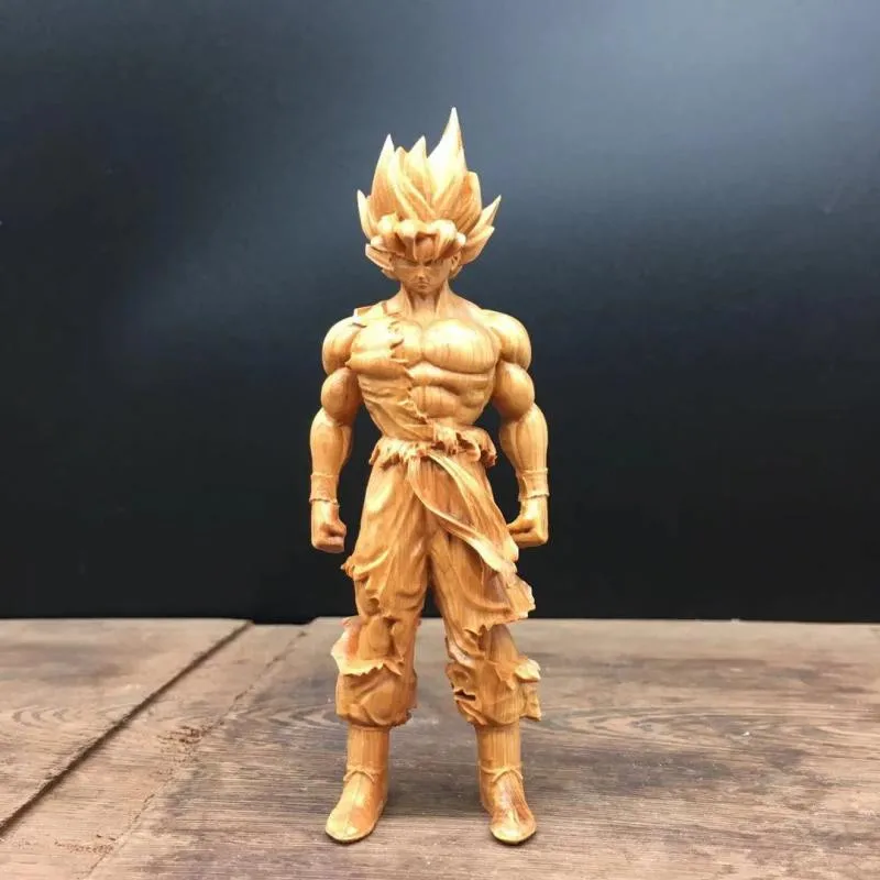 Аниме Супер Saiyan резьба по дереву Драконий жемчуг Gogeta Супер Воин GK статуя Thuja Plicata фигурка Коллекционная модель игрушки M3874 - Цвет: 18cm