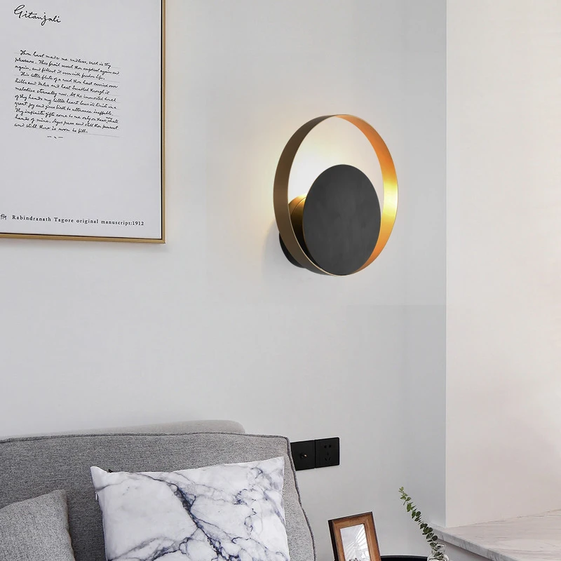 Simple creative copper wall light bedroom bedside decoration modern Nordic design living room hotel LED lamp | Лампы и освещение