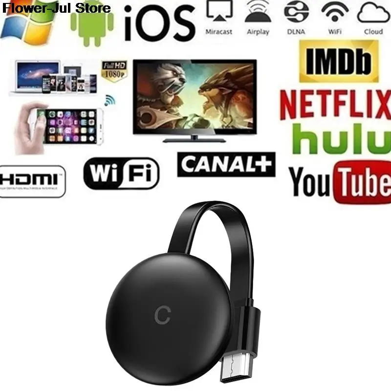 Беспроводной мультимедийный проигрыватель 1080P с поддержкой Wi-Fi для Chromecast Generation NEW