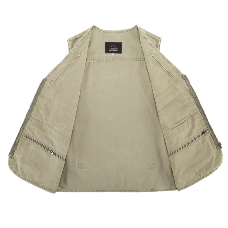 Spring And Autumn Cotton Men's Multi-pockets Large Size Multi-pocket Photography Fishing Waistcoat Middle-aged Waistcoat Washing