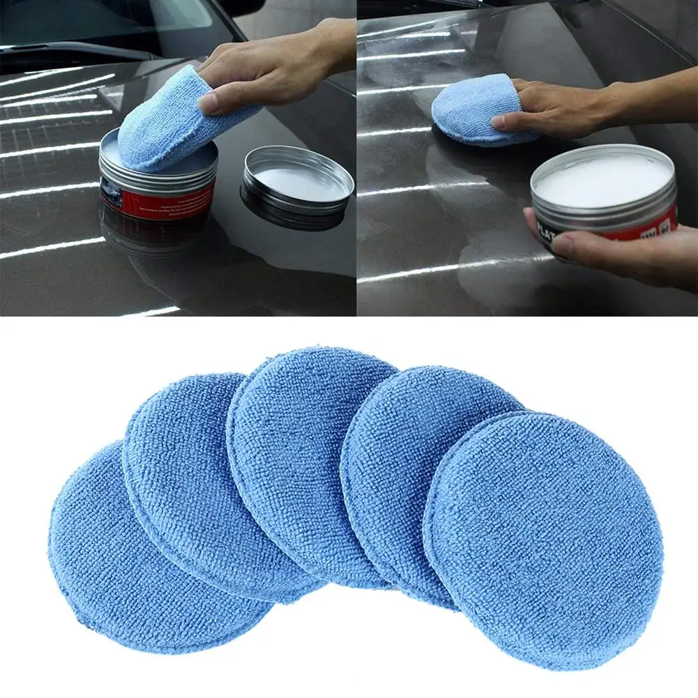 5pcs 5 Inch Soft Microfiber Car Waxing Polishing Sponge Buffer Pad