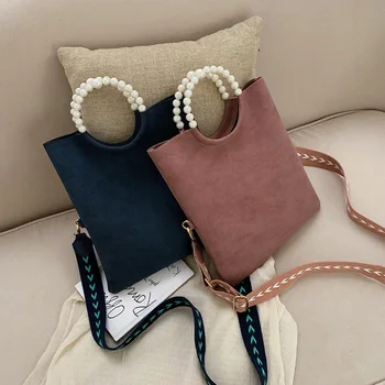 

New Pu Leather Shoulder Bag 2019 Autumn Simple Folding Handbag Lady Girl Large Capacity Frosted Pearl Shoulder Messenger Bag