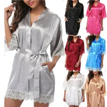 Шелковое атласное кружевное кимоно, халаты, женская сексуальная пижама, свадебная ночная рубашка, платье подружки невесты, банный халат ночная сорочка, женское нижнее белье
