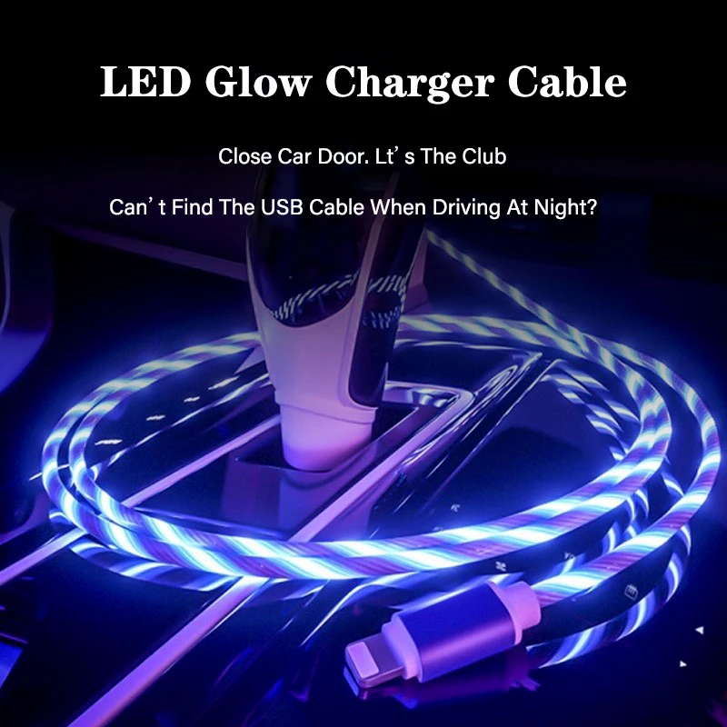 Светодиодный светящийся зарядный кабель USB type C/Micro usb для iPhone samsung светодиодный usb-кабель с подсветкой