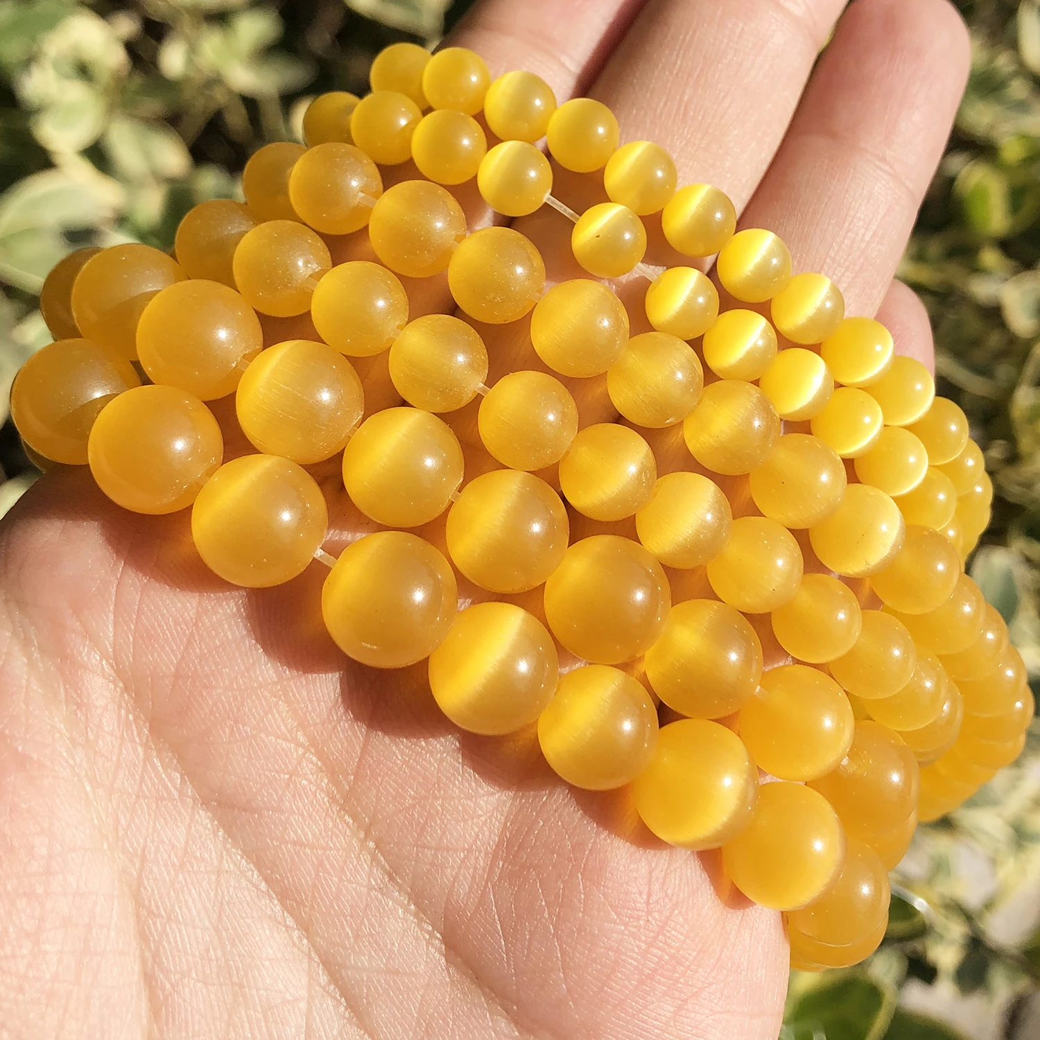 Natural Pink, White, & Blue Cat Eye Round Loose Beads for Jewelry Making - High-Quality Moonstone DIY Bracelet, 15 Strand
