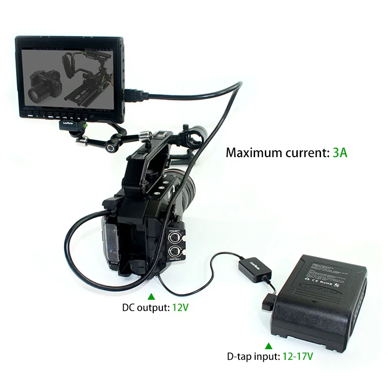 Cabo de Alimentação para Panasonic Bateria de Acessórios da Câmera Eva1 para Sony Fs5 para a e Lanparte Dtap Regulou Fs7 Montagem Dslr 12 v - Image 3