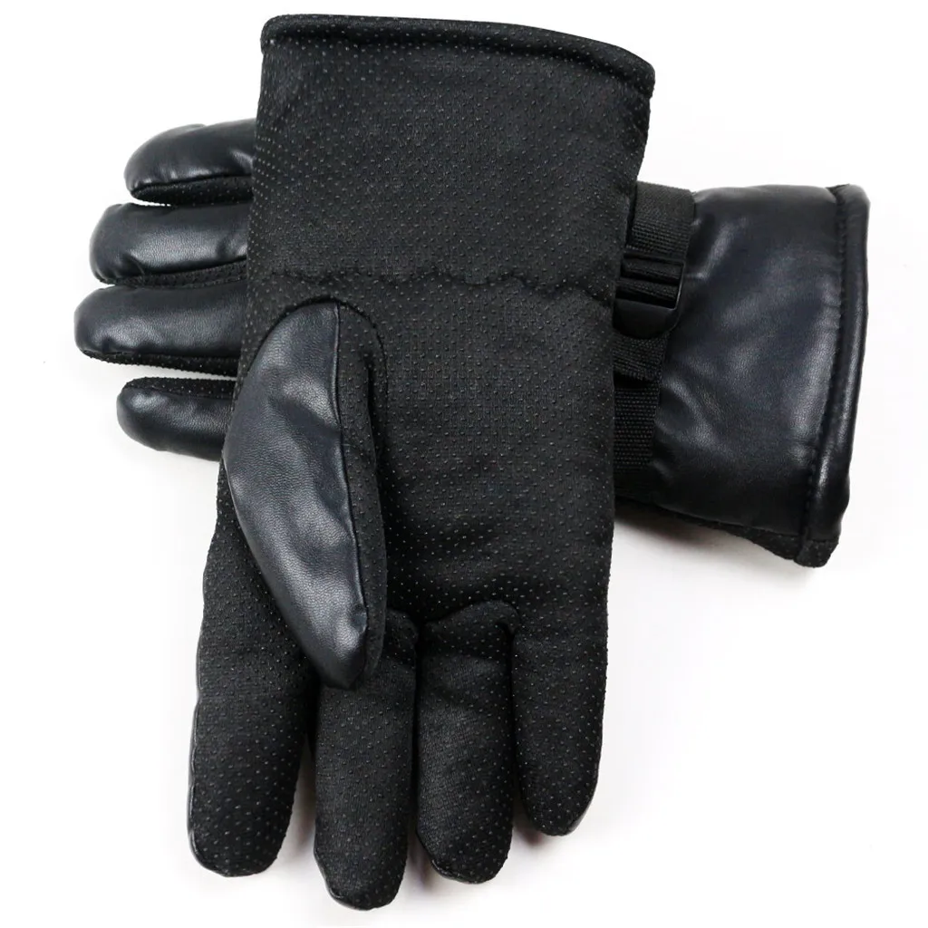 Новинка, зимние мужские теплые бархатные перчатки, кожаные варежки из овчины, перчатки для вождения, езды на велосипеде, бега, перчатки# BL1