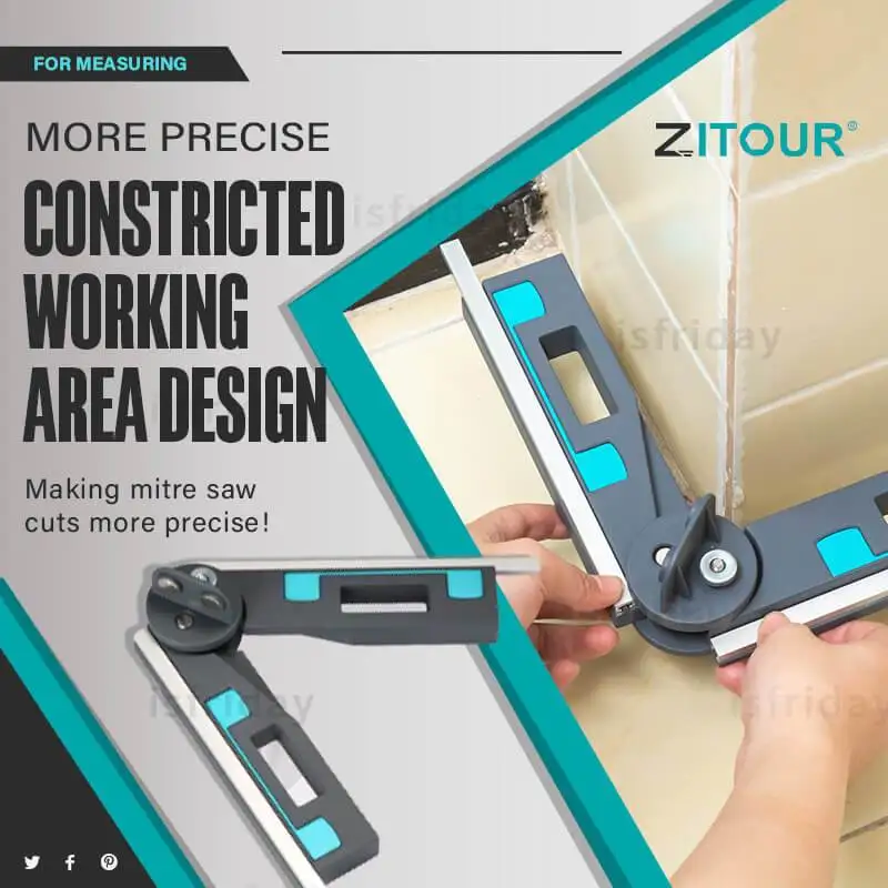 Zitour® Accurate Mitre Gauges for Mitre Saws Adjustable Angle Ruler Saw Protractor Ruler with Pencil Inclinometer Measuring Tool 2