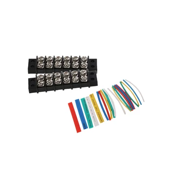 

2x 6 Way Screw to Screw Dual Row Barrier Terminal Block w/Heat Shrink Tube