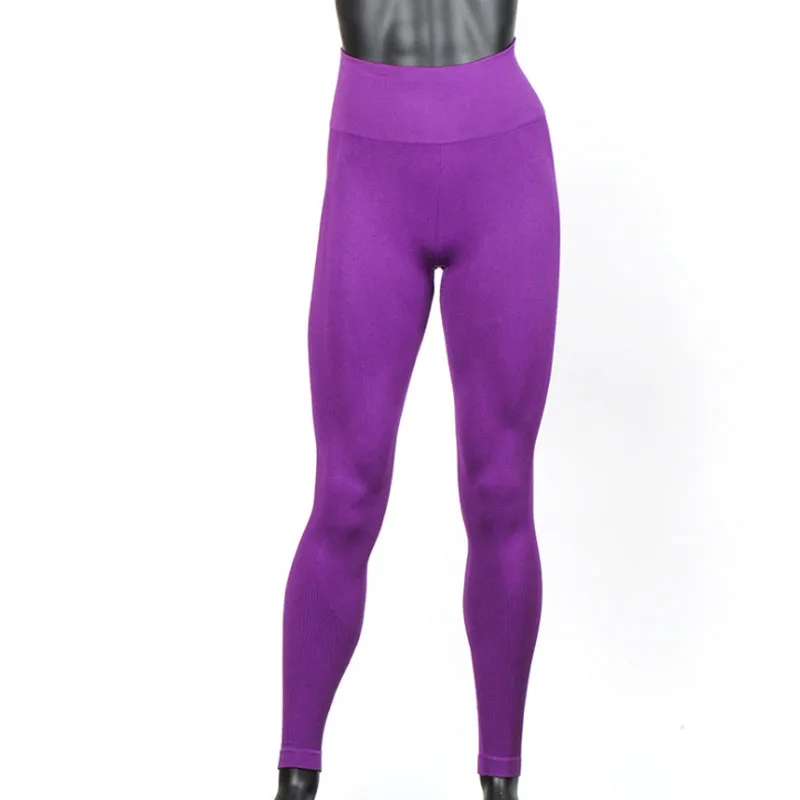Purple Спортивные штаны для йоги с высокой талией, обтягивающие женские леггинсы, спортивные женские леггинсы для фитнеса, тренажерного зала, женская одежда - Цвет: Purple