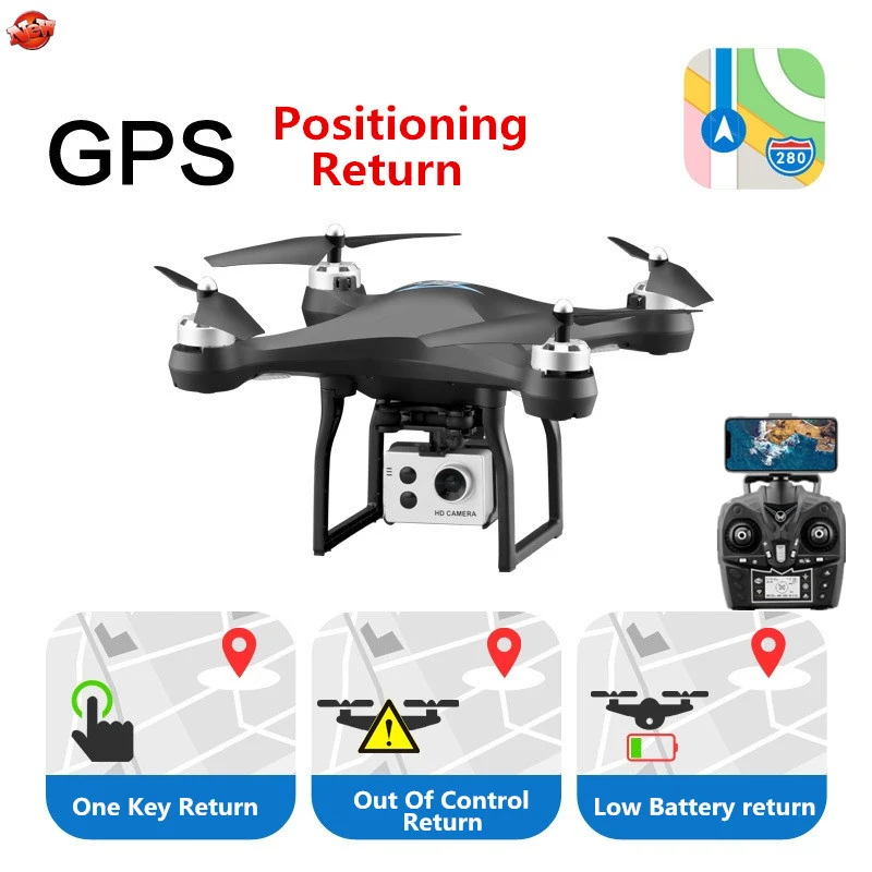 

Double GPS Intelligent Aerial Racing WIFI FPV RC Drone 5G 1000M Ajustable Camera GPS Smart Follow Point Around High Speed Radio Control RC Quadcopter Model
