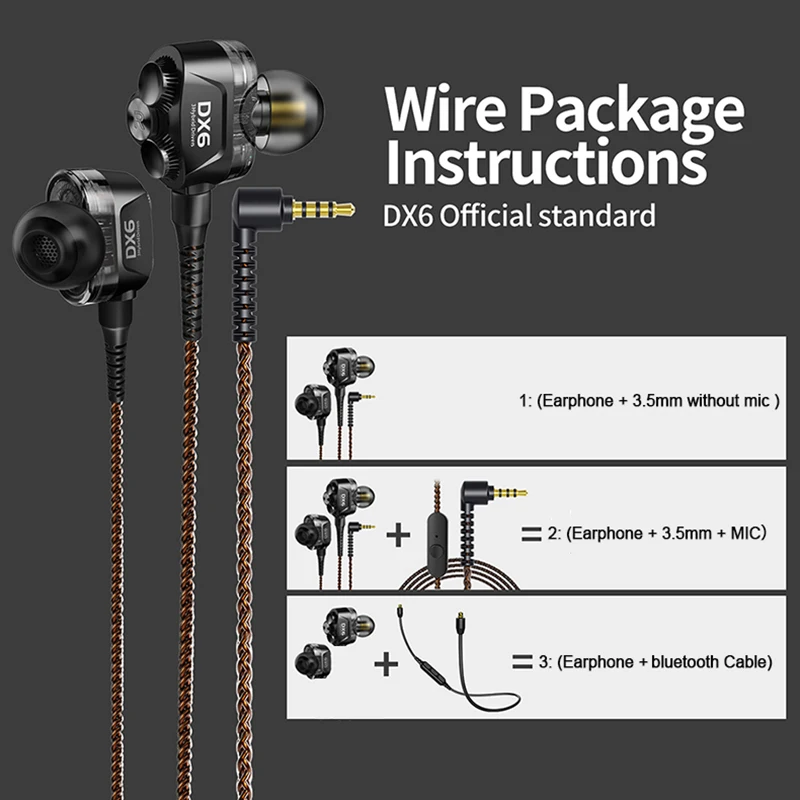 Продажа Plextone DX6 bluetooth наушники три единицы 3,5 мм наушники вкладыши спортивные стерео Бас HIFI Проводная гарнитура с кабель MMCX для Xiaomi
