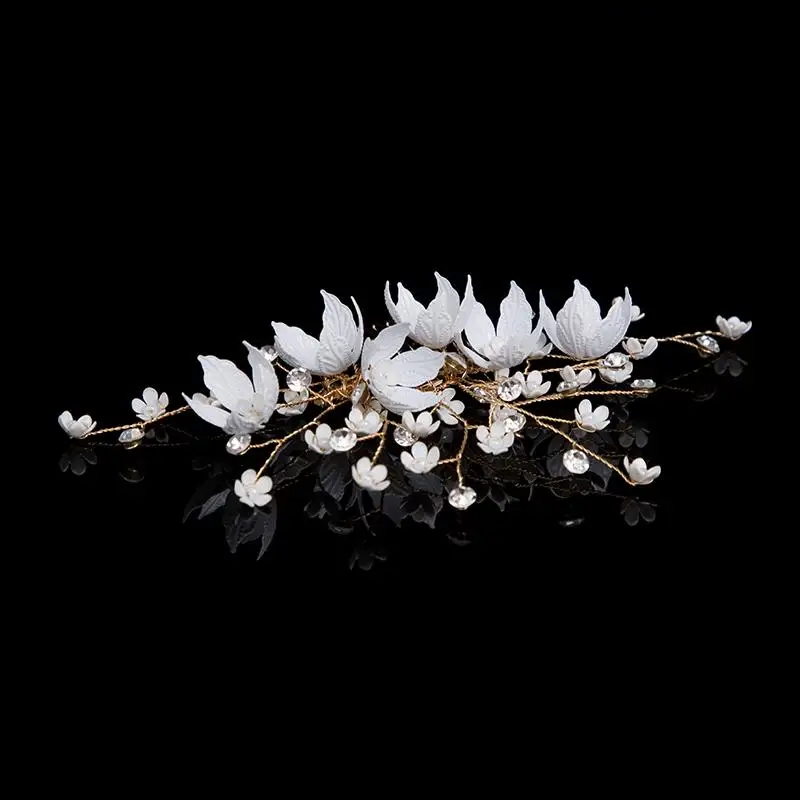 Wedding Hair Accessories Flower Floral Combs Gold Hairpins Rhinestones Pearl Hair Pins Clips Brides Bridesmaids Bridal Jewelry
