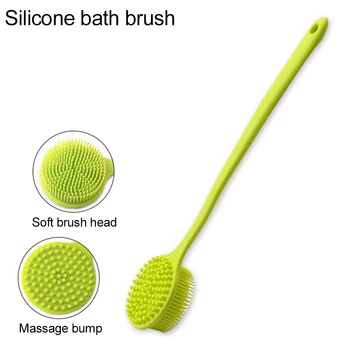 

Portable Long Handle Massage Bath With Handle Soft Body Silicone Cleaning Back Scrubber Eco-friendly Bristles Exfoliating Scrub