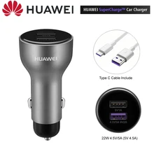 Оригинальное автомобильное зарядное устройство huawei 10V 4A Max SuperCharge включает кабель type C автомобильное зарядное устройство для huawei mate 20 Pro Honor P20