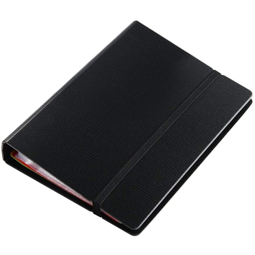 Black Business Card Holder Book, Name Card Organizer Book with Five Color Index Tabs, 180 cards