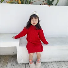 Детские свитера, платье г. Весенние новые длинные свитера для маленьких девочек детские пуловеры, вязаные платья для маленьких девочек, рождественское платье