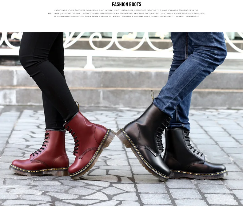 COWCOM/зимние Ботинки martin большого размера; мужская кожаная обувь; Пара моделей; Мужская и женская повседневная обувь на плоской подошве