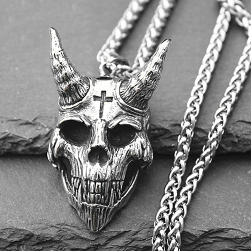 Waliicorners Demon Satan Cross Skull Pendant Boutique Handmade Vintage Domineering 7 H6f179a8c904c48558b296ca0c57cceeaf
