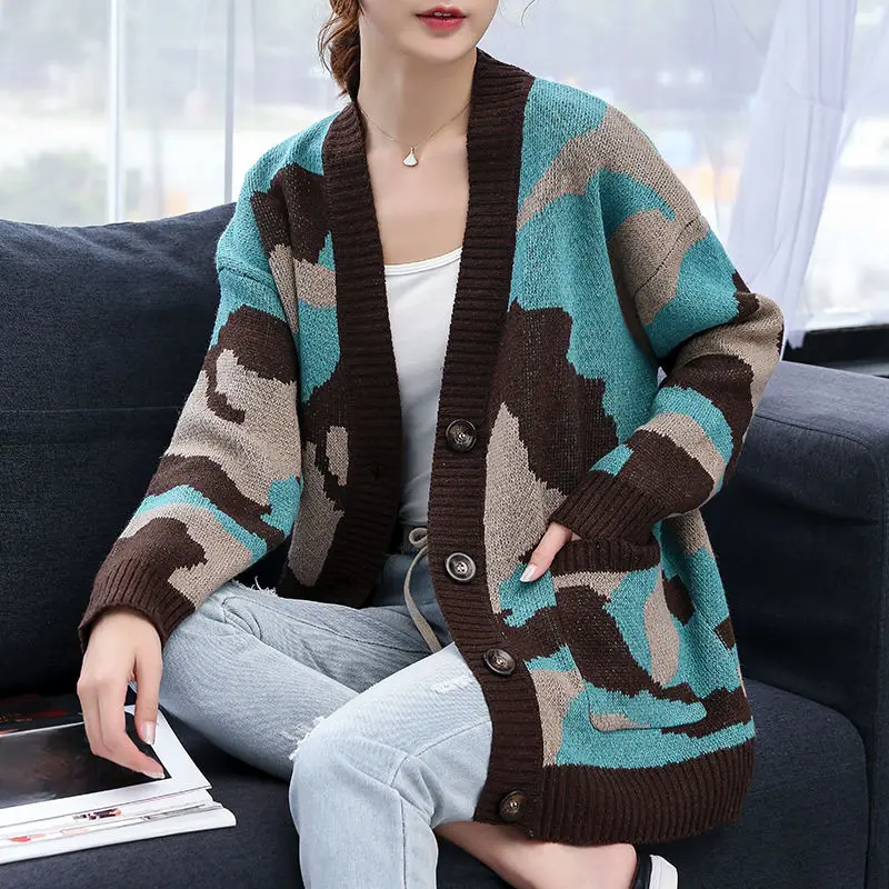 Lazy wind sweater 2019 winter new Korean women's wide loose shirt coat jacket spring and autumn |