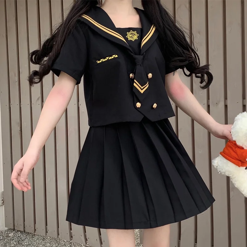 Japanese School Uniforms Student S-2xl Girls Navy Costume cute Women Sexy JK Suit Sailor Blouse Pleated Skirt Set | Тематическая