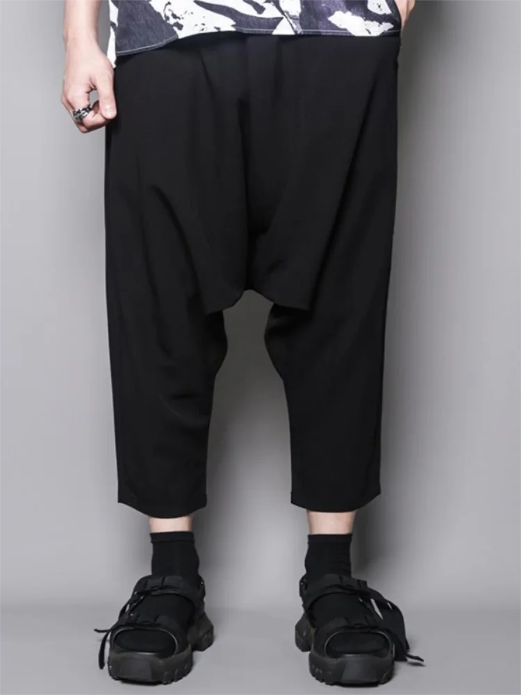 

Men's Harlan Pants Spring/Summer New Elastic Waist Solid Color Street Style Low Grade Design Flying Squirrel Pants