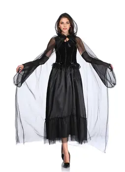 

Dancing Stage Costumes Black Witch Halloween Cape Black Vampire Witch Carnival Cos Costume Sportswear