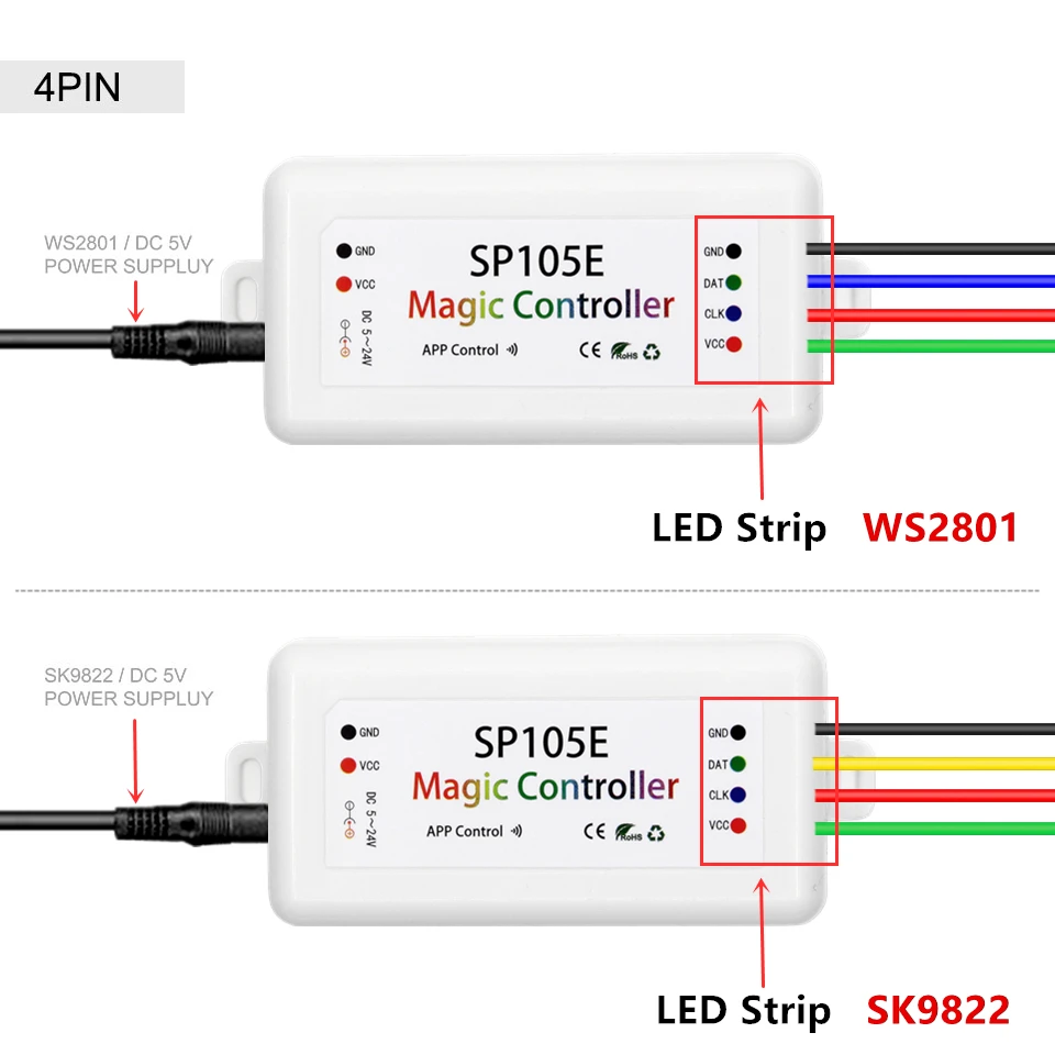 SP105E DC5-24V Симфония светодиодный контроллер Bluetooth WS2812 WS2801 APA102 светодиодный пиксель полосы светильник с контроллером