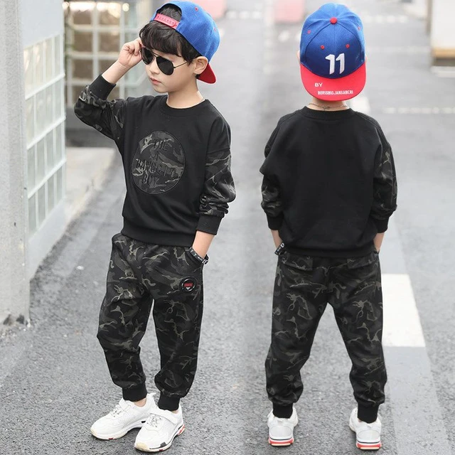 Children's Clothes Sweatshirt Boys' Spring Clothes Sports Suits Military  Clothes Kids Spring Camouflage Clothes 2Pcs Sets