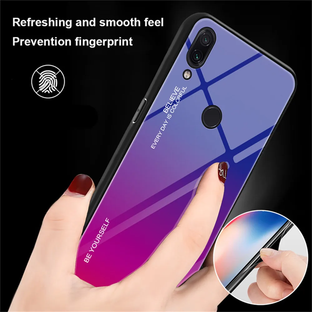 Градиентный чехол из закаленного стекла для Xiao mi Red mi Note 7 5 8 Pro 8T 8A 7A 6A mi 9T A3 Pocophone F1 чехол на красный mi Note 7 8 Pro Чехол