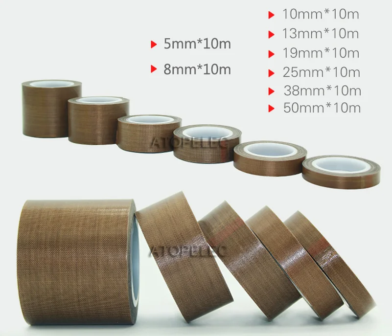 PTFE клейкая лента ткань термостойкая высокая температура 300 градусов. C вакуумная запайка 0,13 мм 10 м* 5 мм/8 мм/13 мм/19 мм/25 мм/50 мм