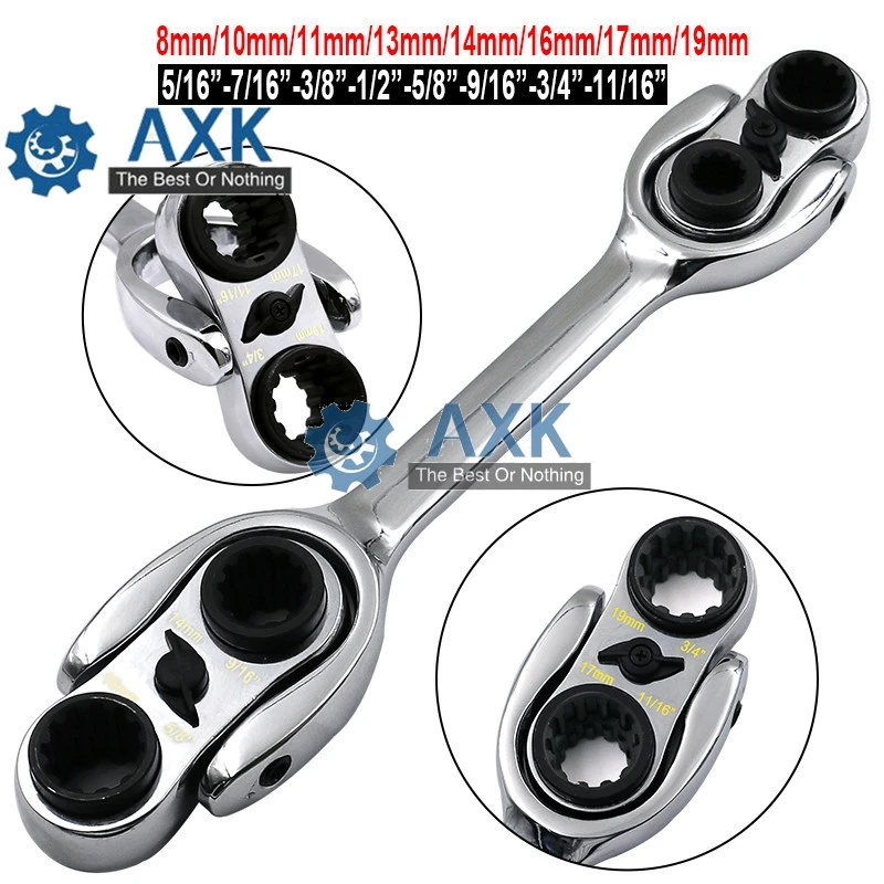 

Flexible Pivoting Head Ratchet Combination Spanner Wrench Garage Metric hand Tool 8mm-19mm For auto and Home Repair LT244