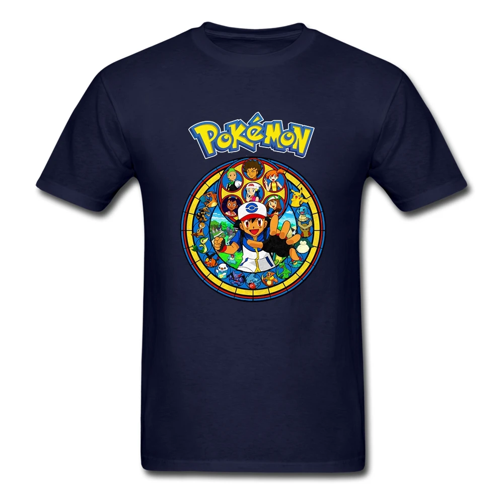 Повседневная футболка с покемоном Camiseta Masculina, мужские футболки из хлопка 3XL, футболки с коротким рукавом для подростков, футболка с мультяшным монстром - Цвет: Navy
