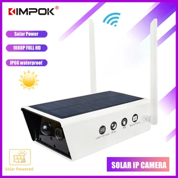

KIMPOK Solar IP Camera Wifi Battery Solar Powered Security Camera PIR 1080P Video Intercom Low Power Consumpti Surveillance