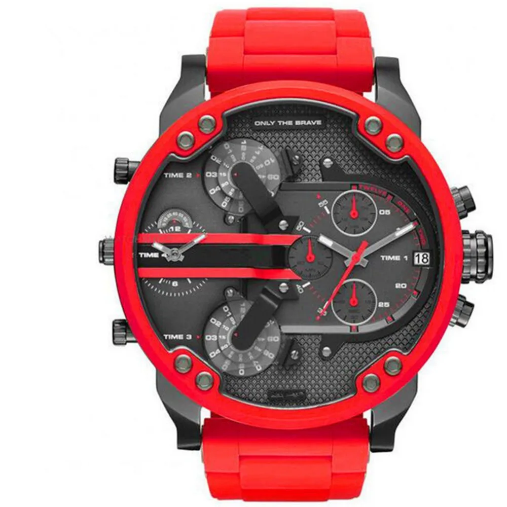 Precio reducido Reloj de acero inoxidable con Esfera Grande para hombre, cronógrafo de cuarzo, de negocios, de cuero, a la moda, DZ wxQKMnL1e73