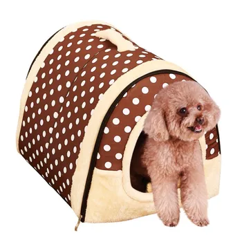 

Pet House Dog Bed With Print Mat Foldable Dog Cat Bed Pad Nest For Small Medium Dogs Portable Travelling Kennels Basket Bags