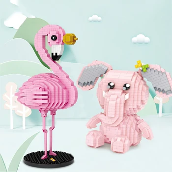 

Mini Animal Model Building Blocks Cartoon Flamingo Figures Kit Diamond Bricks DIY Assembly Toys for Children Girl Gifts 9205