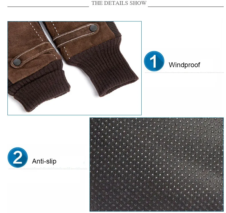 Новые зимние теплые перчатки мужские из натуральной кожи Guantes мужские уличные мотоциклетные перчатки для верховой езды коричневые перчатки с сенсорным экраном свиная кожа Luvas