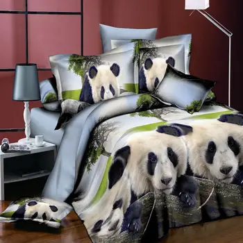 

37 4Pcs/Set 3D Animal Pattern Printing Quilt Cover Pillowcases Bed Sheet Bedding Set