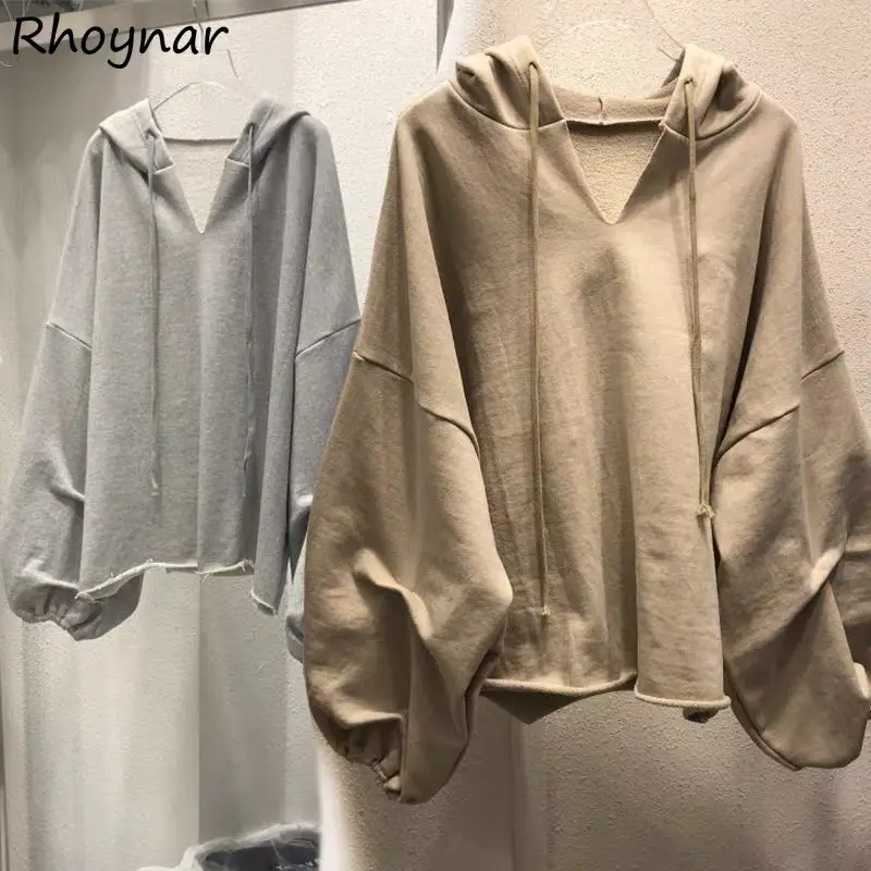 

Hoodies Women 5 Colors Simple Solid Young Hooded Full Sleeve Cropped Fashion Street Wear Loose College Leisure Autumn Popular