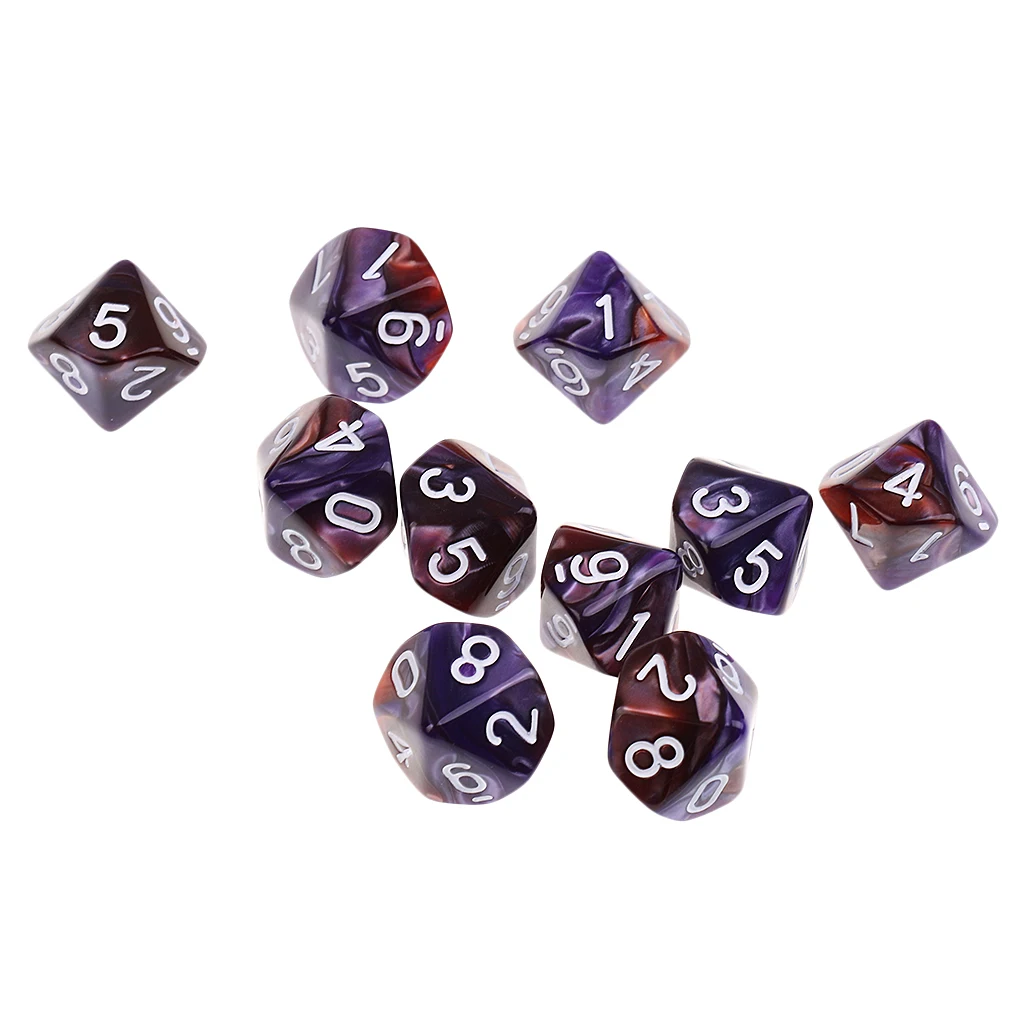 10pcs 10 Sided Dice D10 Polyhedral Dice for  High quality