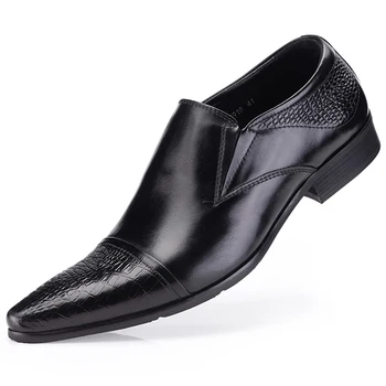 

Men Leather Shoes Business Dress Suit Shoes Men Brand Bullock Genuine Cow Leather Black Slipon Wedding Mens Shoes