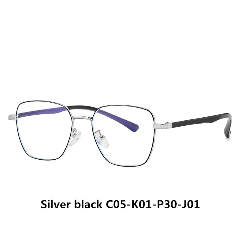 Silver black C05 LUKOKO анти синий светильник излучения очки для компьютерных игр для мужчин и женщин Блокировка лучей очки с держателем линз para computadora - Цвет оправы: Silver black C05