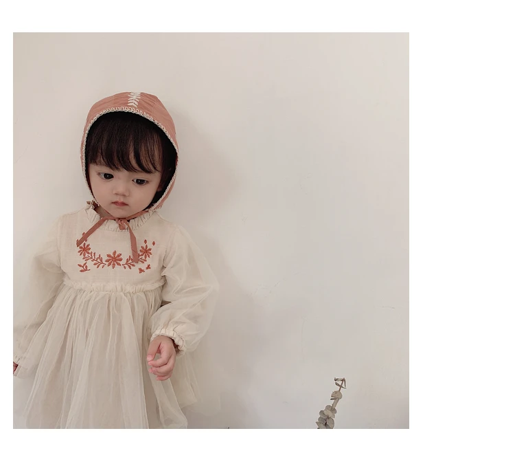 Осенний корейский винтажный головной убор с вышивкой для маленьких девочек, детская Солнцезащитная шляпа джокер
