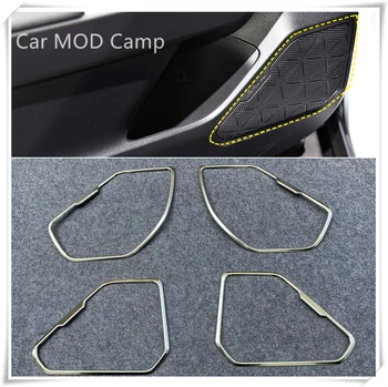 

For Toyota RAV4 2019 2020 Stainless Steel Interior Door Speaker Frame Cover Trim 4pcs Car Styling Accessories